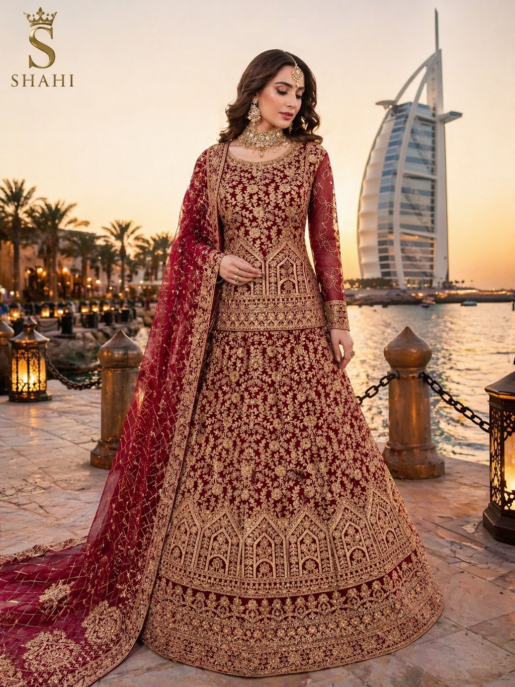 Rania – Golden Maroon Elegance