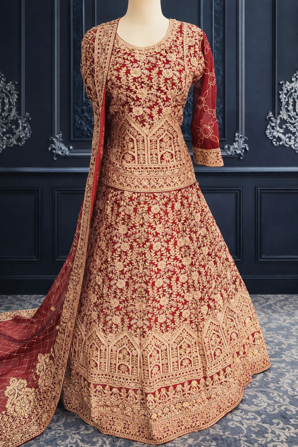 Rania – Golden Maroon Elegance
